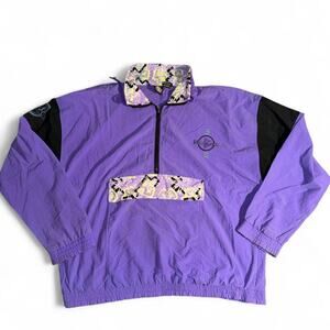 Vintage 90s Bleu Ice Purple Neon Anorak Windbreaker Jacket L